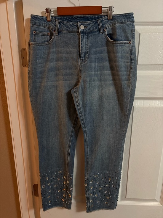 For The Republic Denim - For the Republic Denim jeans straight leg gems jewels ankle women's size 12 / 30